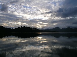 黃昏,天空,水
