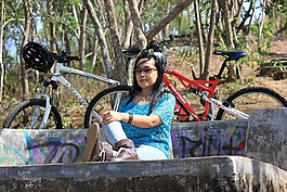 女子,自行車,放寬