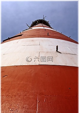燈塔,紅白,海