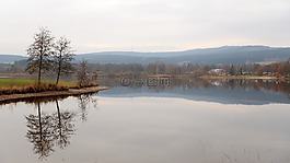 白城市,湖,abendstimmung