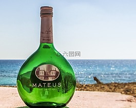 葡萄酒,瓶,夏天
