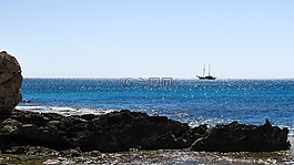 巖質海岸,海,船