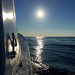 海洋,日出,船