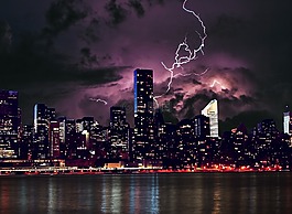 城市,天際線,夜