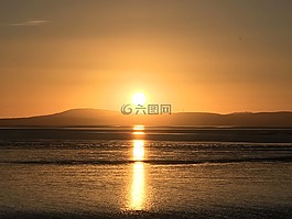 日落,黃色,自然