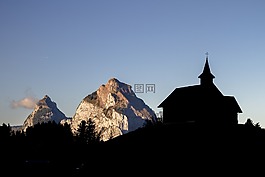 山,小教堂,瑞士