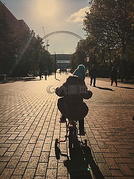 孩子們,騎自行車,戶外