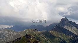 山,云,山頂
