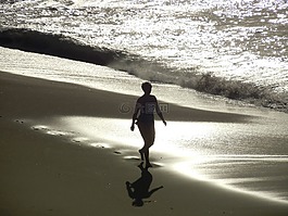 海灘,沖浪,女子