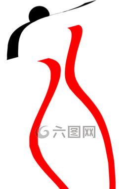 時尚,戴著黑帽子,紅色連衣裙