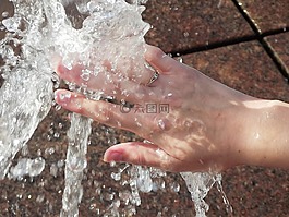 噴泉,水,水的流
