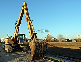 挖掘機,機械,路