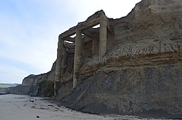 废墟,海滩,悬崖