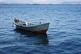 小船,海,藍色