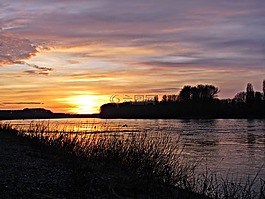 太陽,西,河
