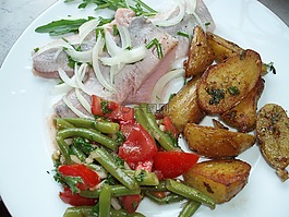 maties,鱼,豆类蔬菜