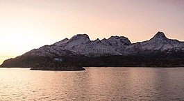 挪威海岸,日落,峡湾