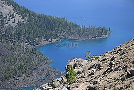 火山口湖,俄勒岡,夏天