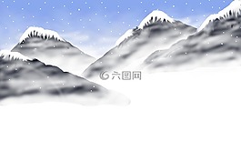 雪,山,图