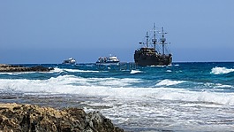 游船,海,波