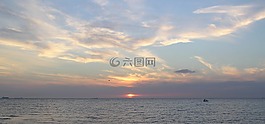 日落,海,海洋