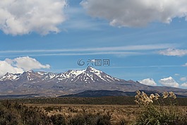 山,云,天空