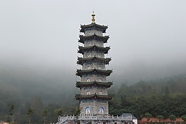 塔,建筑,霧