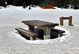 表,野餐桌,雪