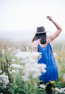 綠色,草,花