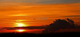 日落,橙,天空