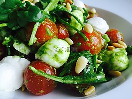 番茄,沙拉,persillepesto