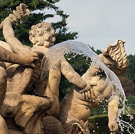 噴泉,雕像,水