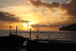 日落,馬洛卡,海