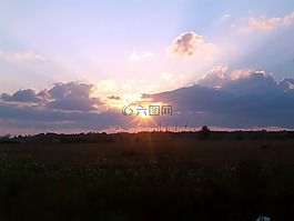 日落,地平線,黃昏