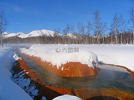冬季,山,雪