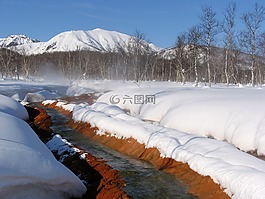 冬季,山,雪