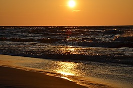 海,海灘,晚上