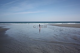 海洋,海灘,自行車