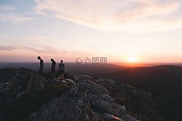 日出,日落,山