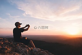 日出,日落,山