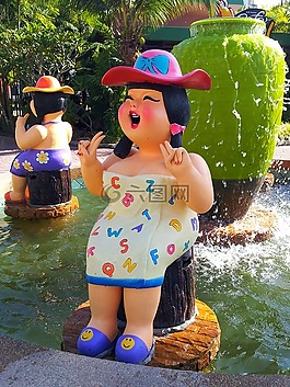 噴泉,雕塑,嬰兒娃娃
