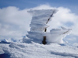 冬季,雪,山
