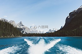 湖,藍色,水