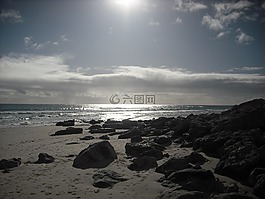 陽光,海灘,沿海