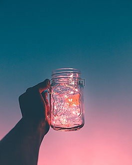 天空,日落,手