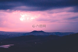 日落,查看,景觀