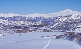 冬季,山,火山