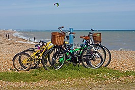 自行車,停泊,海邊