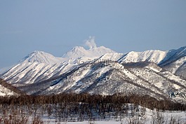 冬季,山,火山