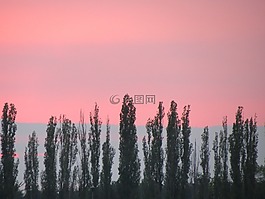 傍晚的天空,日落,余辉